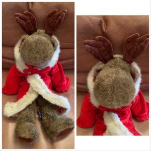 Vintage Boyd’s Bears Christmas Kriss Moose With Red Velvet Hooded Santa Robe